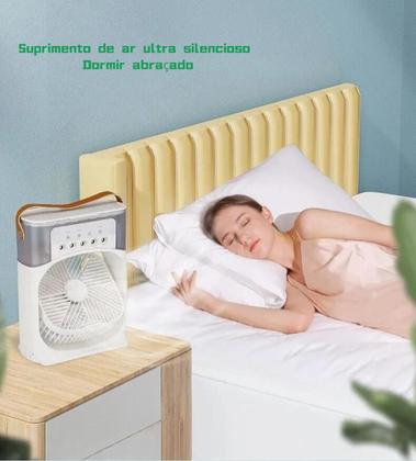 Imagem de Mini Ar Condicionado Ventilador Umidificador Portátil Com Luz Noturna De 7 Cores E Timer