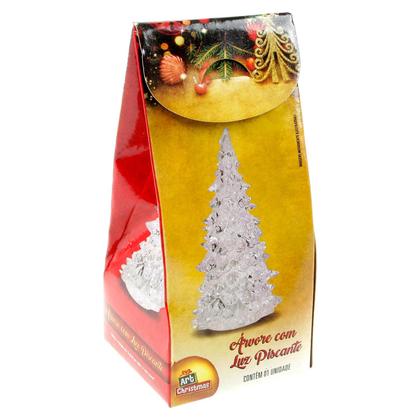 Imagem de Mini Arvore De Natal Cristal Com Luz Led Decoração De Mesa Acrílico Enfeite 16 cm