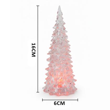 Imagem de Mini Arvore De Natal Cristal Com Luz Led Decoração De Mesa Acrílico Enfeite 16 cm