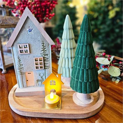 Imagem de Mini Arvore De Natal Enfeite Vila Natalina Ceramica Vd 25Cm