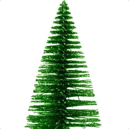 Imagem de Mini Árvore de Natal Luxo Pinheiro Verde ou Dourado com Glitter e Base de Madeira Decoração Vila Vilarejo Natalino