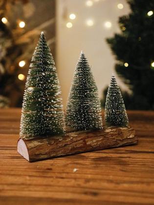 Imagem de Mini Árvore De Natal Modelo Ornamentos De Madeira Decoração Festiva De Mesa Centro De Mesa