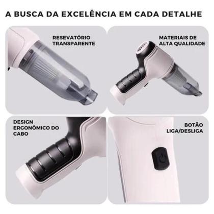 Imagem de Mini Aspirador e soprador De pó sem fio Portátil Potente 5 in 1 Multifuncional e Versátil para Automotivo/Carro e Casa