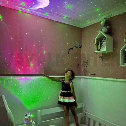 Imagem de Mini Astronauta Robo Projetor de Luzes Teto quarto Criança Galaxia Nebulosa Céu Estrelado