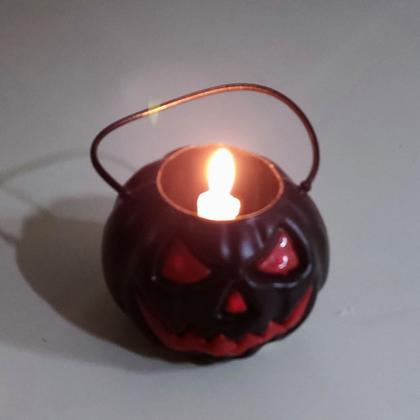 Imagem de Mini Balde 3D Abóbora Preta Pedir Doces por Vela Decorar Festa Bruxas Halloween