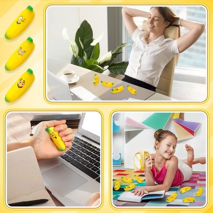 Imagem de Mini banana Stress Toy Woanger com emoções, 24 unidades com bolsa