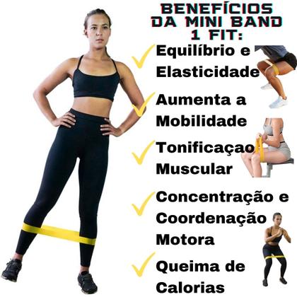 Imagem de Mini Band Faixa Elástica Exercícios Fitness Nível Médio Amarelo