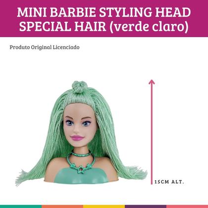 Imagem de Mini Barbie Styling Head Cabelo Verde Boneca Original Pupee