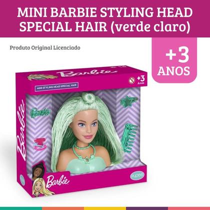 Imagem de Mini Barbie Styling Head Cabelo Verde Boneca Original Pupee