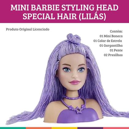 Imagem de Mini Barbie Styling Head Original Boneca Cabelo Lilás Pupee
