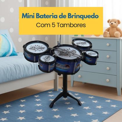 Imagem de Mini Bateria de Brinquedo com 5 Tambor - Sortida