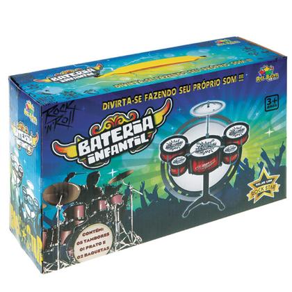 Imagem de Mini Bateria Infantil Crianças 5 Tambores 1 Prato Musical