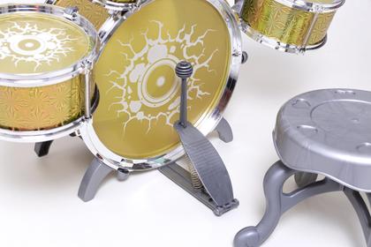 Imagem de Mini Bateria Musical Brinquedo Infantil Rock Party Menino e Menina Com Banquinho Banqueta Prato e 5 tambores