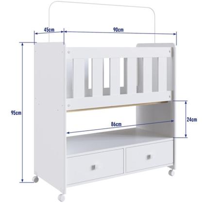 Imagem de Mini Berço 2 Gavetas Com Colchão Moisés - Branco
