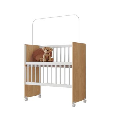 Imagem de Mini Berço Bedside Compacto com Rodinhas Com Colchão e Grade Móvel Amadeirado - MABE MAGAZINE