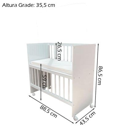 Imagem de Mini Berço Bedside Compacto com Rodinhas Com Colchão e Grade Móvel Branco - MABE MAGAZINE