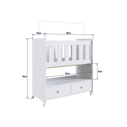 Imagem de Mini Berço Branco com Gavetas e Colchão Completa Móveis