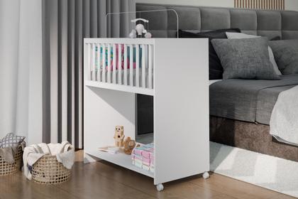 Imagem de Mini Berço Cama Baby Com Colchão Quarto Infantil 2 em 1 Branco / Rosa / Nature