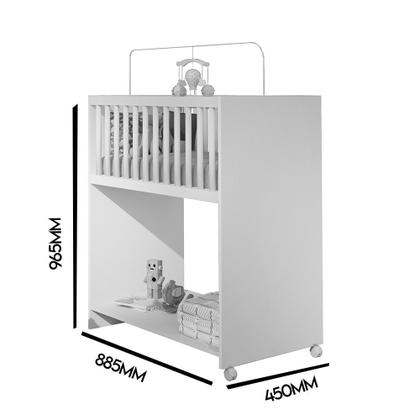 Imagem de Mini Berço Cama Baby Com Colchão Quarto Infantil 2 em 1 Branco / Rosa / Nature