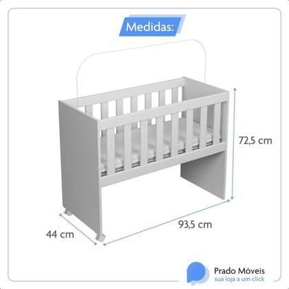 Imagem de Mini Berço De Bebê Chiqueirinho Quarto Infantil Com Ridízios Acompanha Colchão 2 em 1 Branco Com Madeirado GB Plus
