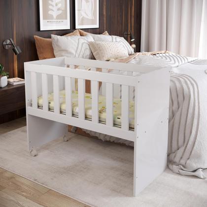Imagem de Mini Berço Estilo Moisés Quarto Infantil Menino Menina Recém Nascido Grade Removível Chiqueirinho Rodízios Acompanha Colchão RP ONLINE