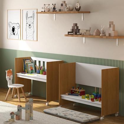 Imagem de Mini Berço Moises 4 Em 1 Recém-nascido Estrutura Em Mdf Com Suporte De Mosqueteiro E Com Colchão Branco Amadeirado