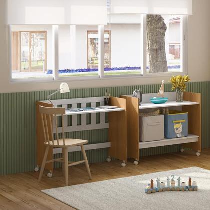 Imagem de Mini Berço Moises 4 Em 1 Recém-nascido Estrutura Em Mdf Com Suporte De Mosqueteiro E Com Colchão Branco Amadeirado