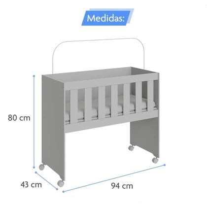 Imagem de Mini Berço Moises 4 Em 1 Recém-nascido Estrutura Em Mdf Com Suporte De Mosqueteiro E Com Colchão Branco Amadeirado