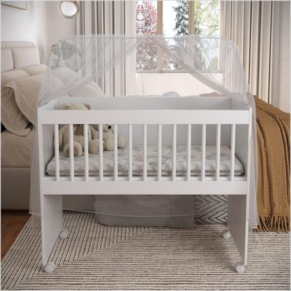 Imagem de Mini Berço Moisés Multifuncional 100% MDF Com Colchão Branco Ofertamo