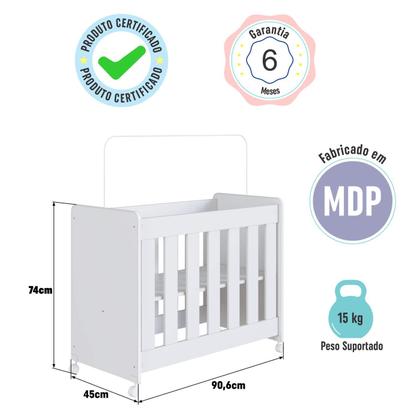 Imagem de Mini Berço Multifuncional Evolutivo 4 em 1 Sem Colchão BB040 Completa Móveis