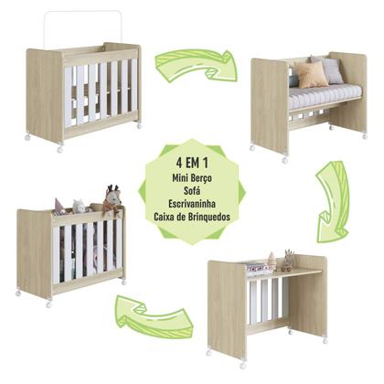 Imagem de Mini Berço Multifuncional Evolutivo 4 em 1 Sem Colchão BB040 Completa Móveis