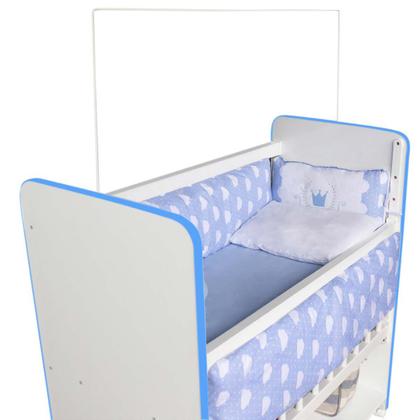 Imagem de Mini Berço New Baby Azul/Branco Grade Removível Navega Móveis