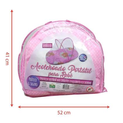 Imagem de Mini Berço Portátil Bebê Mosquiteiro Rosa 7842 Pais e Filhos