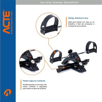 Imagem de Mini Bicicleta de Exercício Bike Portátil Ergométrica Modelos E13 Branca Tradicional ou E14 Preta Compacta LCD