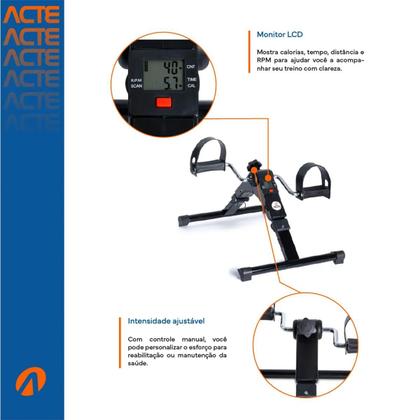 Imagem de Mini Bicicleta de Exercício Bike Portátil Ergométrica Modelos E13 Branca Tradicional ou E14 Preta Compacta LCD