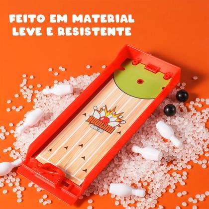 Imagem de Mini Boliche De Mesa Infantil Brinquedo Interativo Com Pista Lançador E 6 Pinos