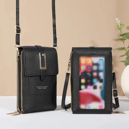 Imagem de Mini Bolsa Crossbody com Tela Sensível ao Toque - Carteira Moderna em Material Sintético