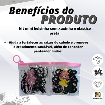 Imagem de Mini bolsinha com Xuxinhas e Elásticos para Cabelo Preta