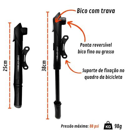 Imagem de Mini Bomba Ar High One Gp47l Reversivel Presta Schrade 80psi