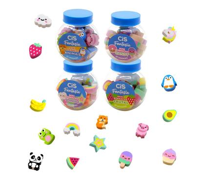 Imagem de Mini Borracha Cis Fantasia Caixa Com 4 Potes Com 20 Unid cada