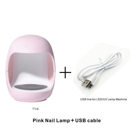 Imagem de Mini Cabine Secador Unha Portátil Individual ROSA Rápido Esmalte com LED luz UV