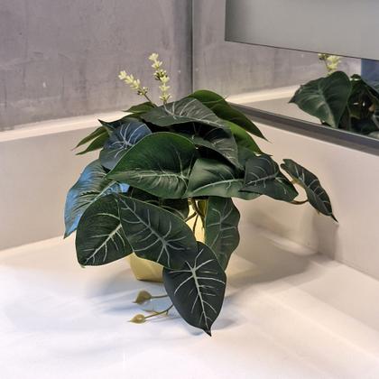 Imagem de Mini Cachepot Com Folhagem Verde Artificial Kit com 2 unids