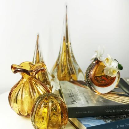 Imagem de Mini Cachepot De Murano São Marcos - Cristal Âmbar 14cm