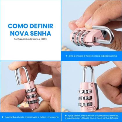 Imagem de Mini Cadeado com Segredo 3 Dígitos