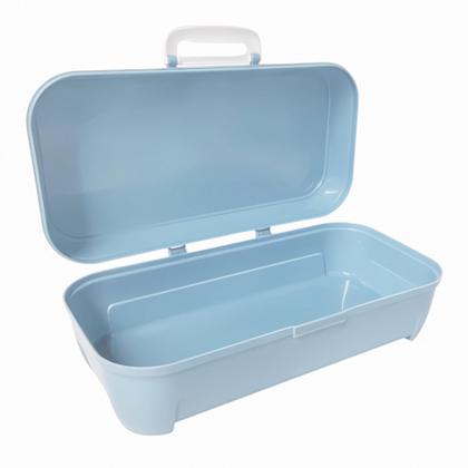 Mini Caixa Infantil Azul Com Tampa E Fechadura Para Armazenar