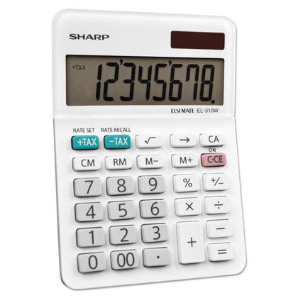 Imagem de Mini calculadora de mesa Sharp EL310WB LCD de 8 dígitos branca