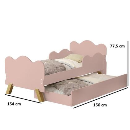 Imagem de Mini Cama Angel com Auxiliar em MDF Rosa/Rose