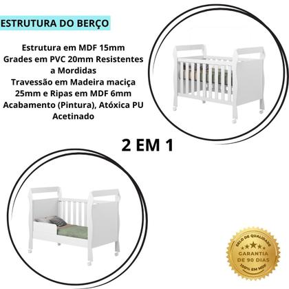 Imagem de Mini Cama Berço MDF Quarto Bebe Grade de Proteção C/Rodízios