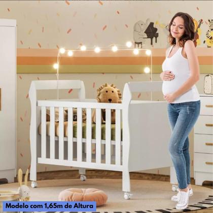 Imagem de Mini Cama Berço MDF Quarto Bebe Grade de Proteção C/Rodízios