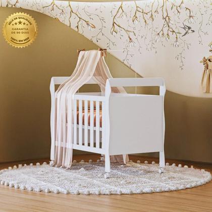 Imagem de Mini Cama Berço MDF Quarto Bebe Grade de Proteção C/Rodízios